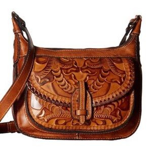 PATRICIA NASH CAMILA EMBOSSED ITLIAN LEATHER CROSSBODY BAG
